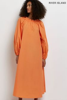River Island Orange Oversized Poplin Dress (U60168) | $107