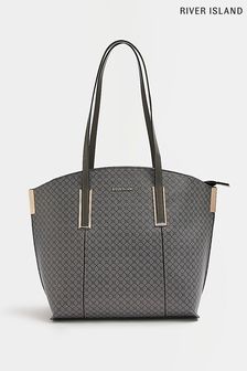 River Island Grey Rounded Top Pinched Shopper (U60217) | $74