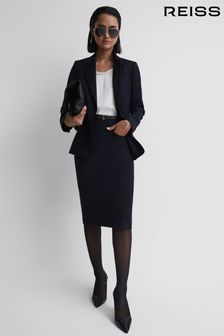 Reiss Navy Haisley Petite Tailored Pencil Skirt (U60254) | kr2,151