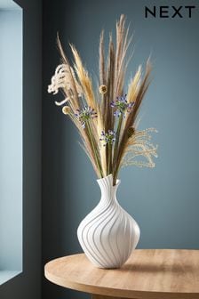 White Pleated Ceramic Vase (U60340) | $88