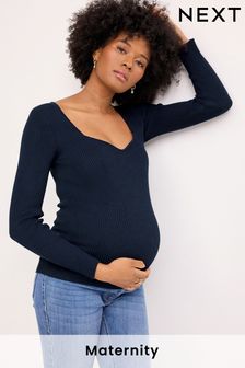 Navy Blue Sweetheart Neckline Maternity Top (U60354) | 51 €