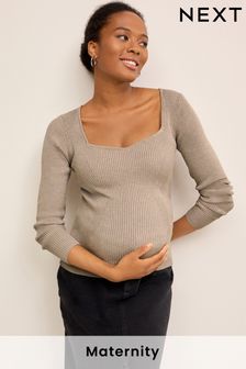 Mole Brown Sweetheart Neckline Maternity Top (U60359) | 51 €