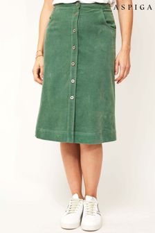 חצאית קורדרוי מבד אורגני של Aspiga דגם Whitney בירוק (U60471) | ‏605 ₪