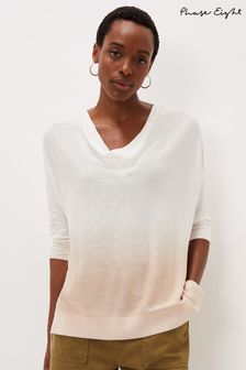 Phase Eight White Clare Cowl Dip Dye Knit Jumper (U60785) | €47.50