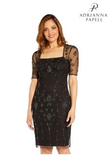 שמלת קוקטייל בגזרת נדן עם חרוזים בשחור דגם Studio של Adrianna Papell (U60796) | ‏694 ₪