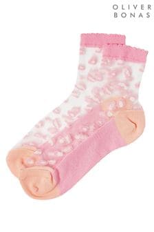 Oliver Bonas Pink Animal Print Sheer Socks (U60817) | €4