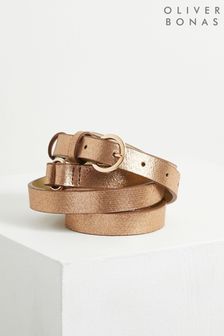 Oliver Bonas Natural Metallic Double Wrap Copper Skinny Belt (U60819) | $40