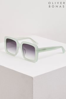 Pastelowo-zielone okulary przeciwsłoneczne z octanu Oliver Bonas oversize Glam z kwadratowymi oprawkami (U60853) | 278 zł
