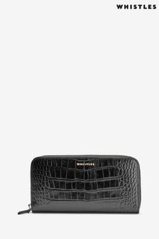 Whistles Black Long Shiny Croc Effect Purse (U60885) | $118