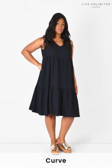 Plain black outlet sleeveless dress