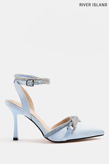 River Island Blue Bling Bow Court Shoes (U61167) | ₪ 275