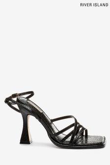 River Island Strappy Barely There Black Sandals (U61173) | €23