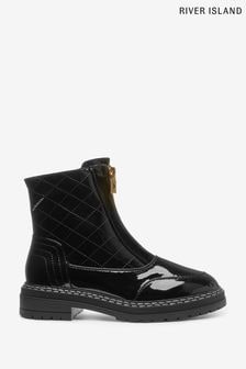 River Island Zip Front Black Boots (U61203) | 66 €