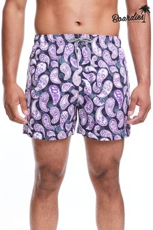 Boardies Mens Purple Fos Paisley Print Mid Swim Shorts (U61584) | ₪ 233