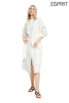 Esprit White Linen Shirt Dress With Tie-Around Belt (U61653) | $214