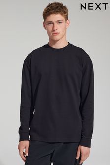 Schwarz - Langärmeliges Shirt aus schwerem Material (U61745) | 18 €