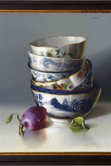 Brookpace Lascelles Red Chinese Bowls and Plum Framed Wall Art (U61934) | €111
