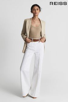 Reiss White Simone High Waist Wide Leg Jeans (U61983) | $247