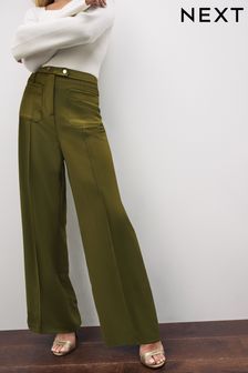 Green Wide Leg Pocket Front Tailored Trousers (U62226) | €28
