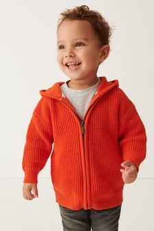 Orange Knitted Zip Through Hoodie (3mths-7yrs) (U62296) | €15 - €16