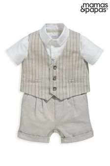 Mamas & Papas Stone Grey 3 Piece Waistcoat Set (U62460) | €50