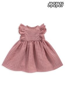 Mamas & Papas Pink Checked Frill Sleeve Dress (U62472) | €44