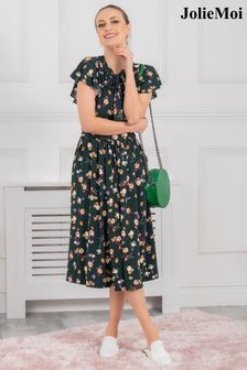 Jolie Moi Green Beverly Tie Neck Midi Dress (U62739) | 29 €