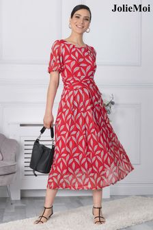 Jolie Moi Red Giana Mesh Maxi Dress (U62740) | €51