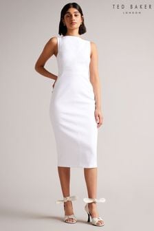 Ted Baker Klarika White Midi Length Bodycon Dress (U62771) | ₪ 1,048