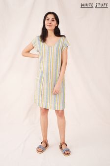 White Stuff Adley White Stripe Linen Summer Dress (U62867) | ₪ 366