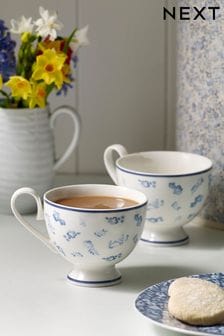 Set of 2 Blue Cordelia Porcelain Mugs (U63159) | 4.50 BD
