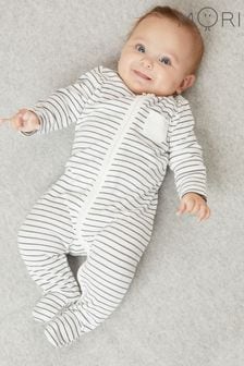 Pantalon drept gri - Pijama întreagă cu fermoar și model ingenios din bumbac organic Mori (U63170) | 214 LEI