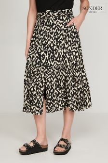Sonder Studio Cream Ikat Animal Design Midi Skirt (U63193) | 22 €