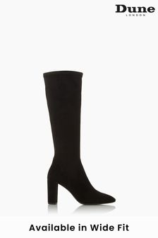 Dune London Black Siren Stretch Block Heel Almond Toe Boots (U63195) | 237 €