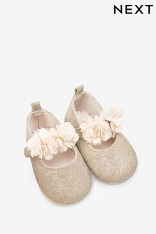 Gold Sparkle Bridesmaid Collection Corsage Occasion Baby Shoes (0-18mths) (U63248) | €6.50
