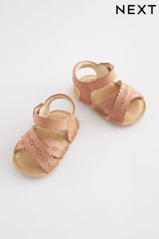 Tan Brown Scallop Baby Sandals (0-18mths) (U63282) | €10