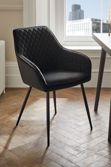 Set of 2 Soft Velvet Black Black Leg Hamilton Arm Dining Chairs (U63436) | €365