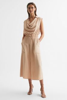 裸色 - Reiss Tia無袖褶飾領恤衫裙 (U63574) | NT$11,880