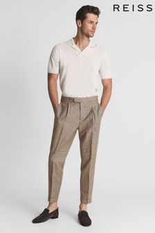 Reiss Brown Walk Formal Puppytooth Check Trousers (U63575) | 5,580 UAH