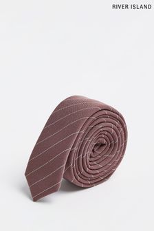עניבה צרה של River Island עם פסים דקים בורוד כהה (U63596) | ‏56 ₪
