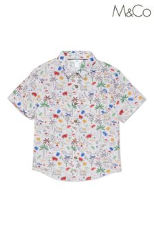 M&Co White Aop Dino Short Sleeve Shirt (U63837) | 12 € - 13 €