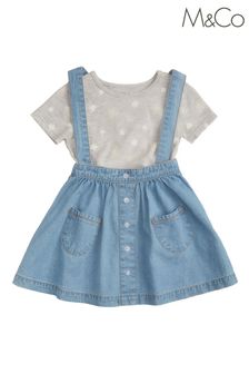 M&Co Younger Girls Blue Denim Pinny Skirt Set (U63838) | €18.50 - €21.50