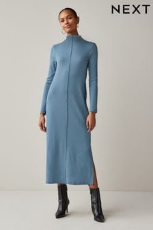 Teal Blue Roll Neck Long Sleeve Dress (U64007) | 36 €