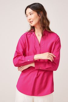 Pink Long Sleeve V-Neck Tunic (U64033) | 65 zł