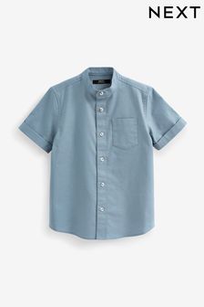 Blue Grandad Collar Oxford Shirt (3-16yrs) (U64120) | $21 - $30