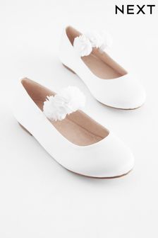 White Standard Fit (F) Stain Resistant Corsage Flower Occasion Shoes (U64151) | €30 - €39