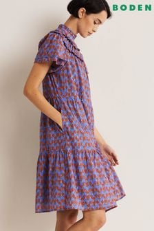 Boden Blue Flutter Sleeve Ruched Dress (U64249) | €163