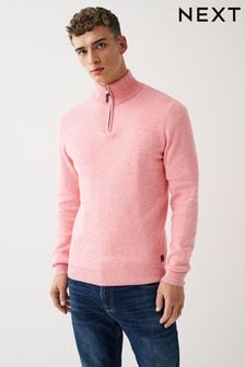 Coral rosa - Suéter de algodón con cuello con cremallera Premium de Next (U64265) | 40 €