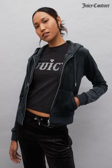 Juicy Couture Womens Zip Through Velour Robertson Zip Up Hoodie (U64289) | €150