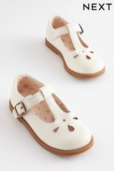 White Leather T-Bar Shoes (U64405) | $43 - $49